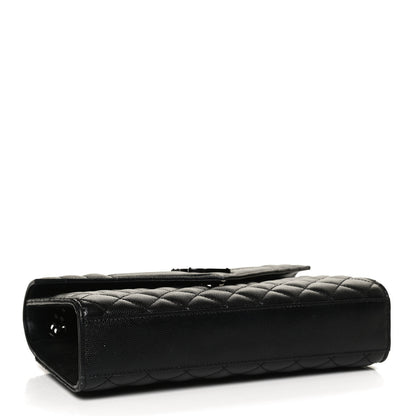 Saint Laurent Grain De Poudre Textured Mixed Matelasse Triquilt Medium Monogram Satchel Black 3 of 10