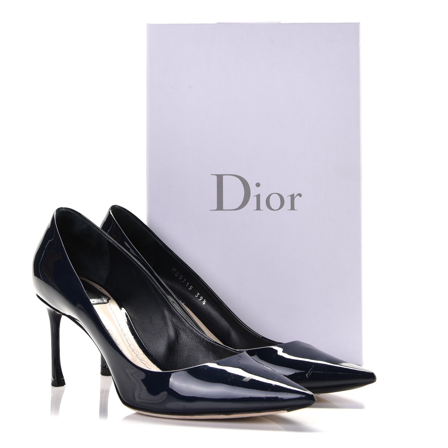 Christian Dior Patent Dioressence Pointed Toe 70mm Pumps 39.5 Marine 15 of 15