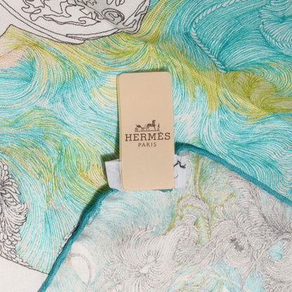Hermes Silk Brides De Gala En Finesse Scarf Aqua Vert 6 of 7