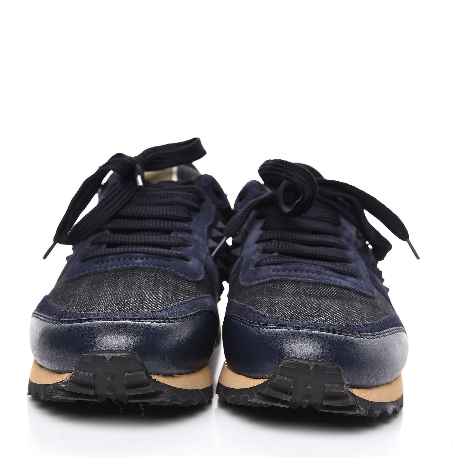 Valentino Garavani Denim Calfskin Suede Womens Rockstud Sneakers 36 Deep Denim 2 of 10
