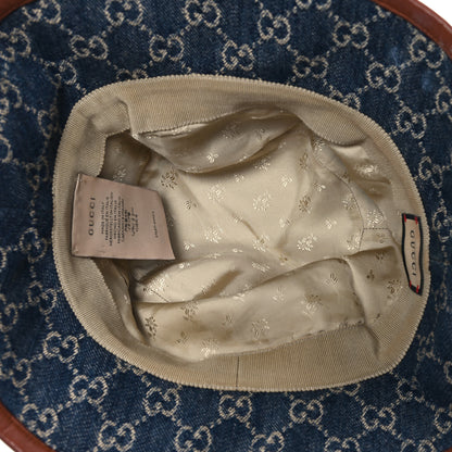 Gucci Washed Jacquard Denim Nappa GG Monogram Oscar Bucket Hat L Denim Cuir 7 of 10