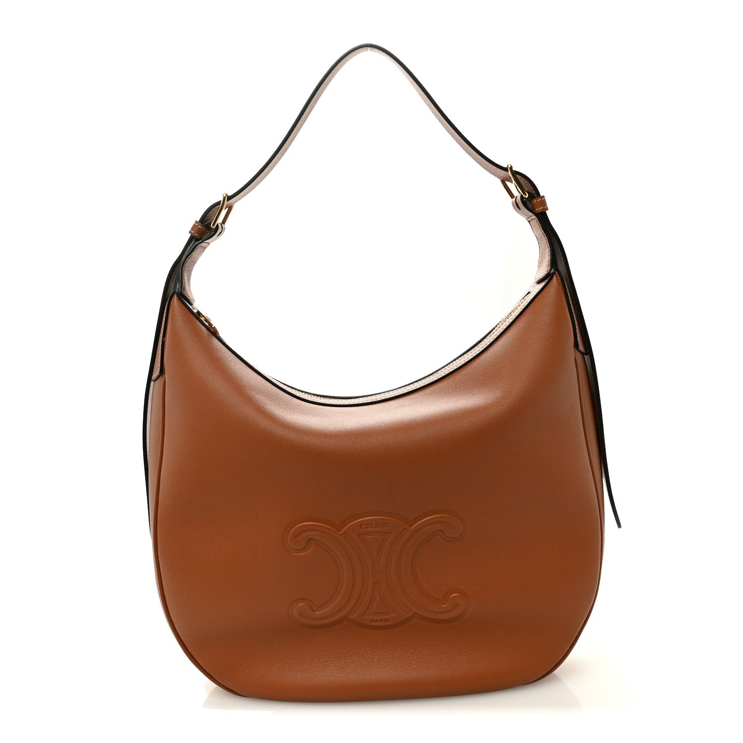 Celine Supple Calfskin Medium Triomphe Heloise Shoulder Bag Tan 1 of 12