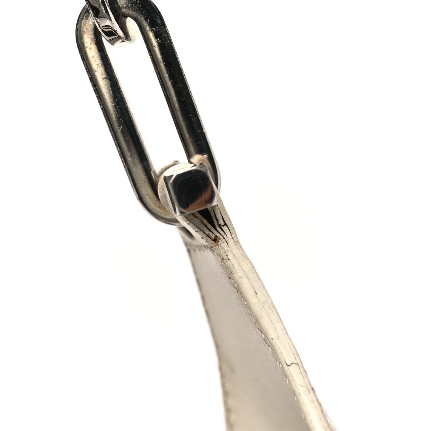 Canvas Calfskin Jackie O Chain Hobo White Black