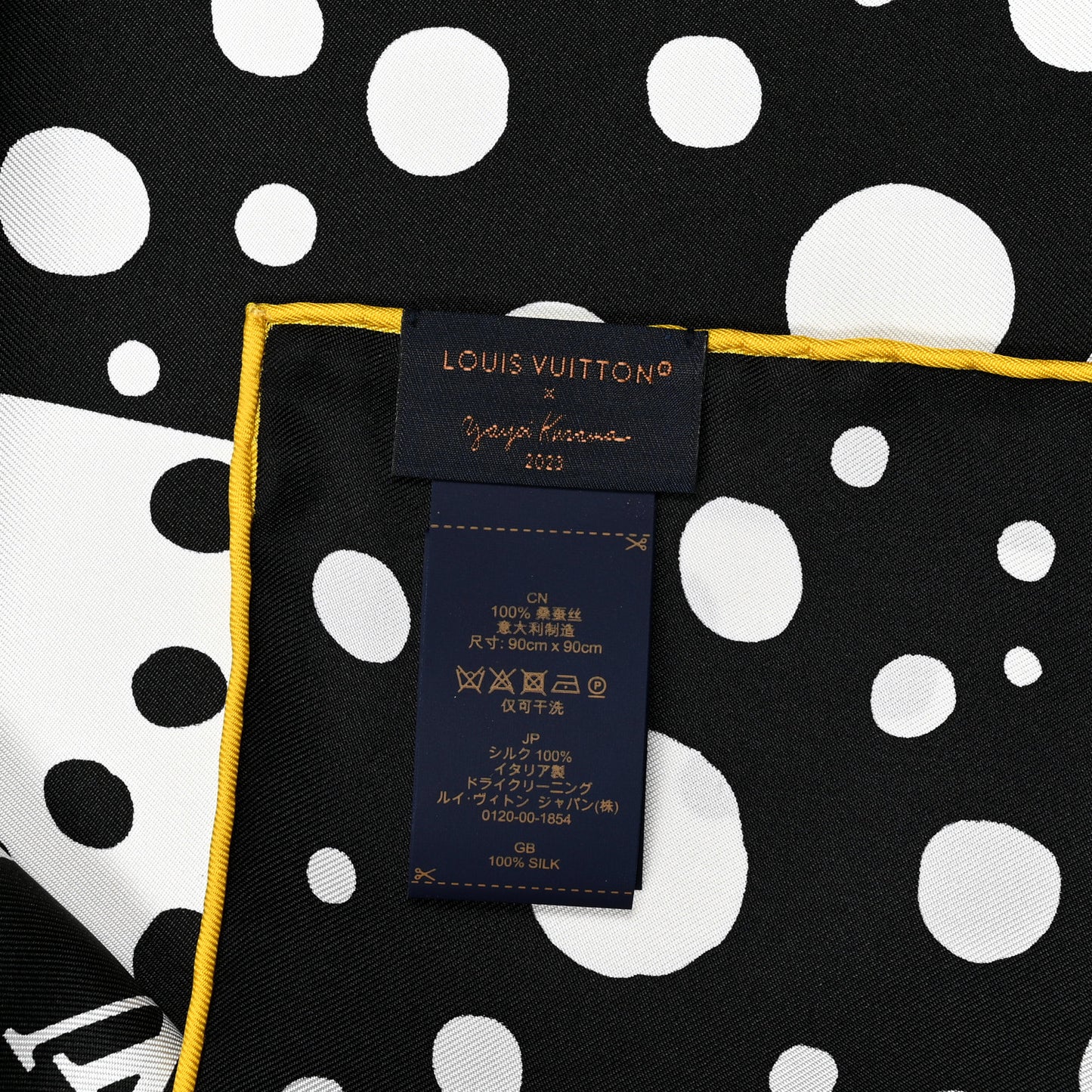 LV x YK Kusama Infinity Dots Scarf Black Yellow