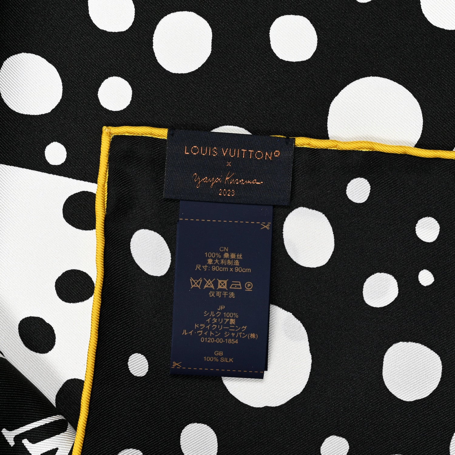 Louis Vuitton LV x YK Kusama Infinity Dots Scarf Black Yellow 3 of 3