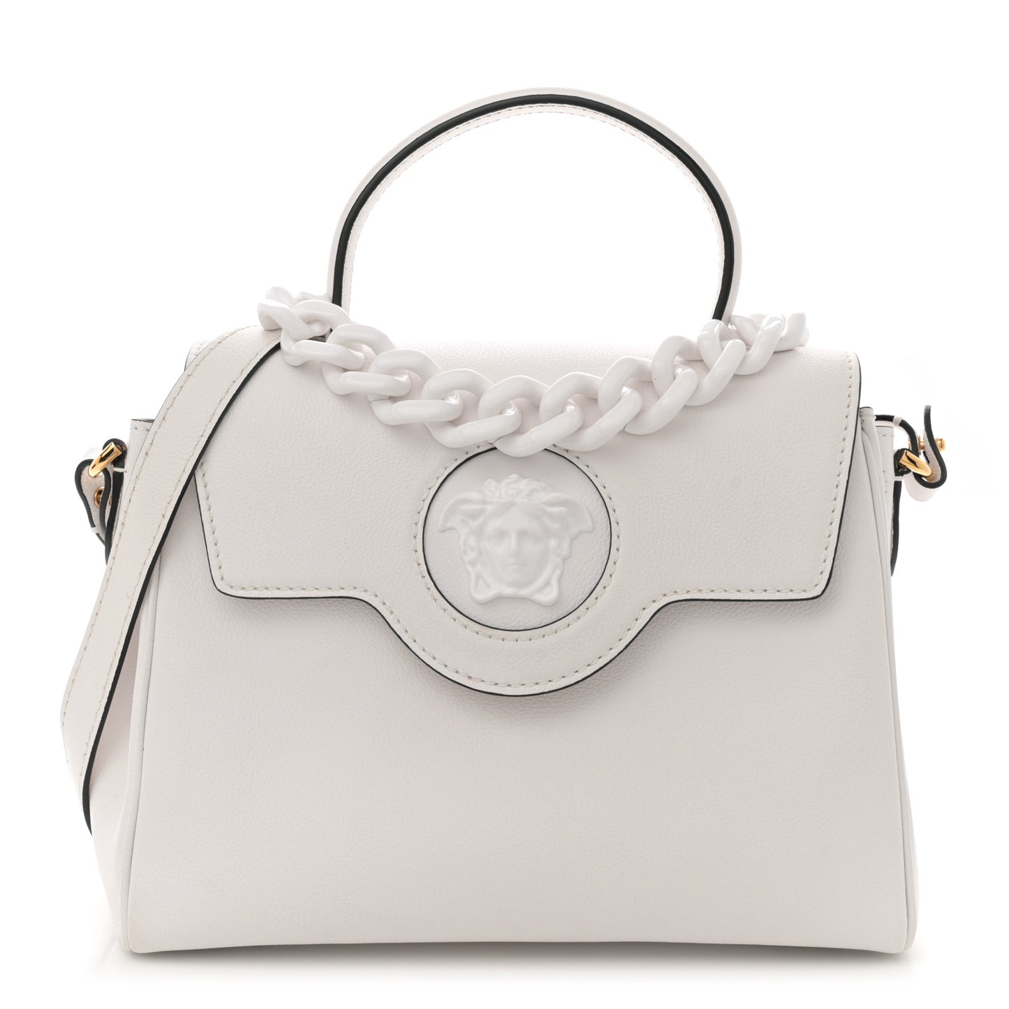 Calfskin Medium La Medusa Top Handle Handbag Optical White