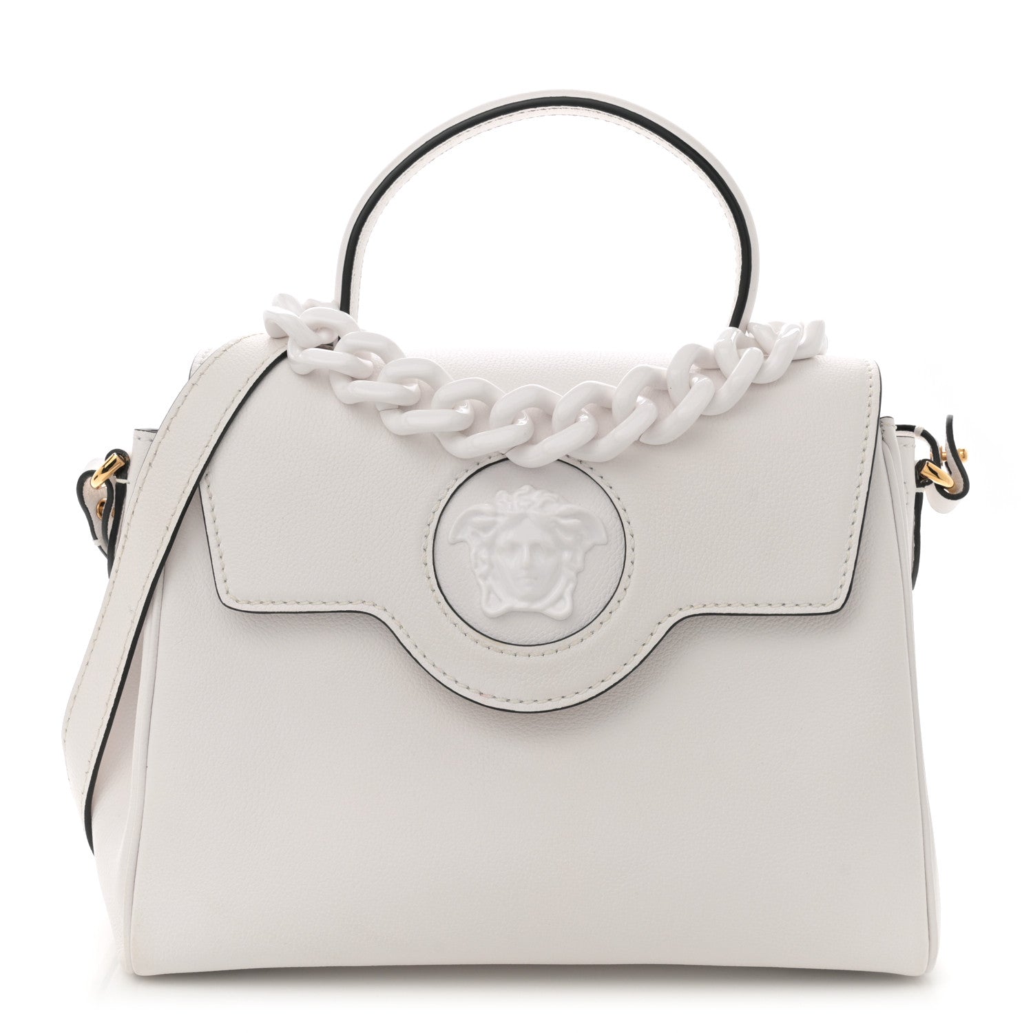 Versace Calfskin Medium La Medusa Top Handle Handbag Optical White 1 of 11