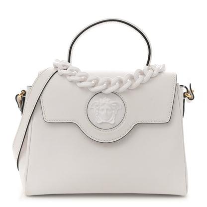 Versace Calfskin Medium La Medusa Top Handle Handbag Optical White 1 of 11