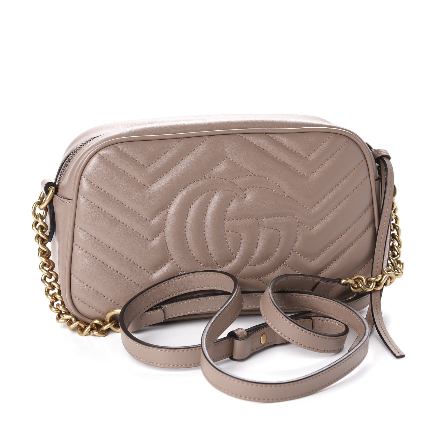 Calfskin Matelasse Small GG Marmont Chain Shoulder Bag Porcelain Rose