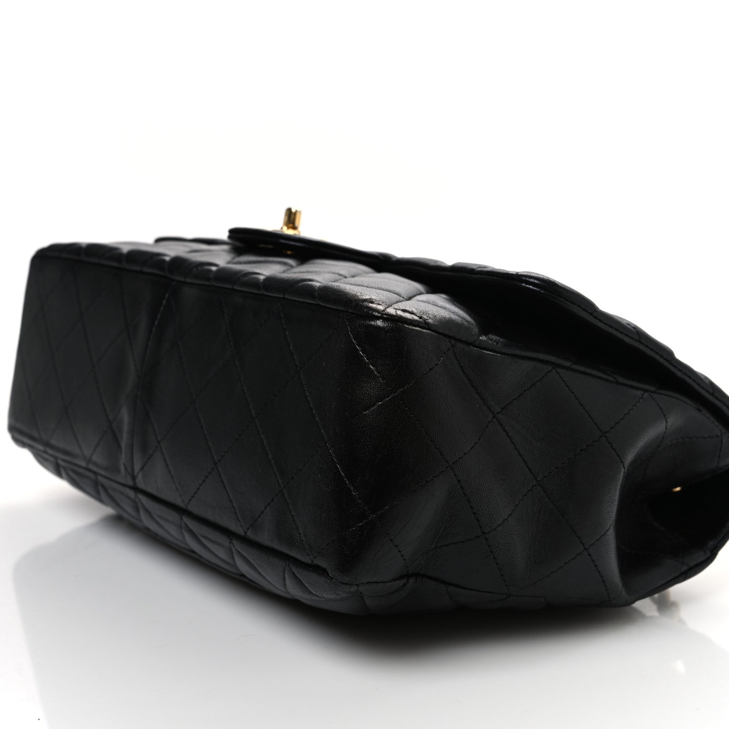Lambskin Quilted Jumbo Single Flap Black
