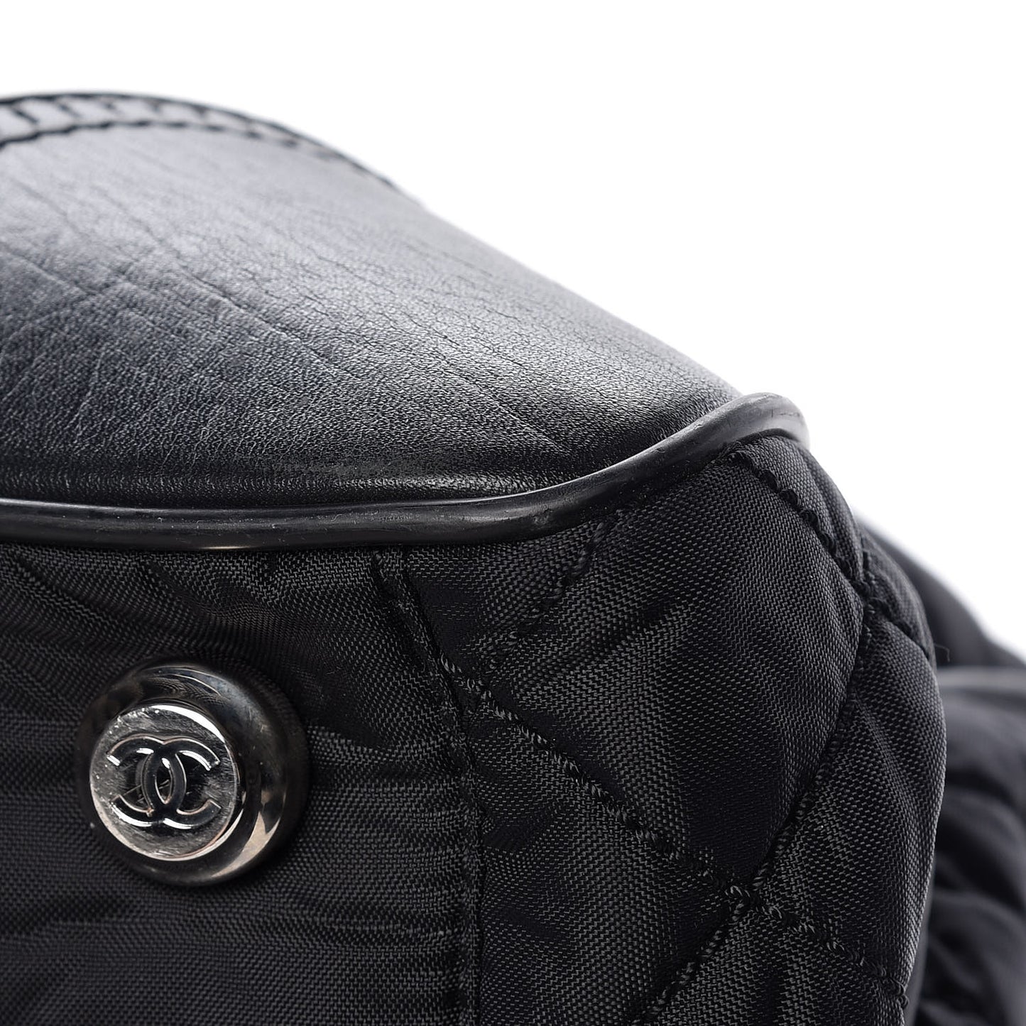 Nylon Quilted Calfskin Large CC Tote Bag Black
