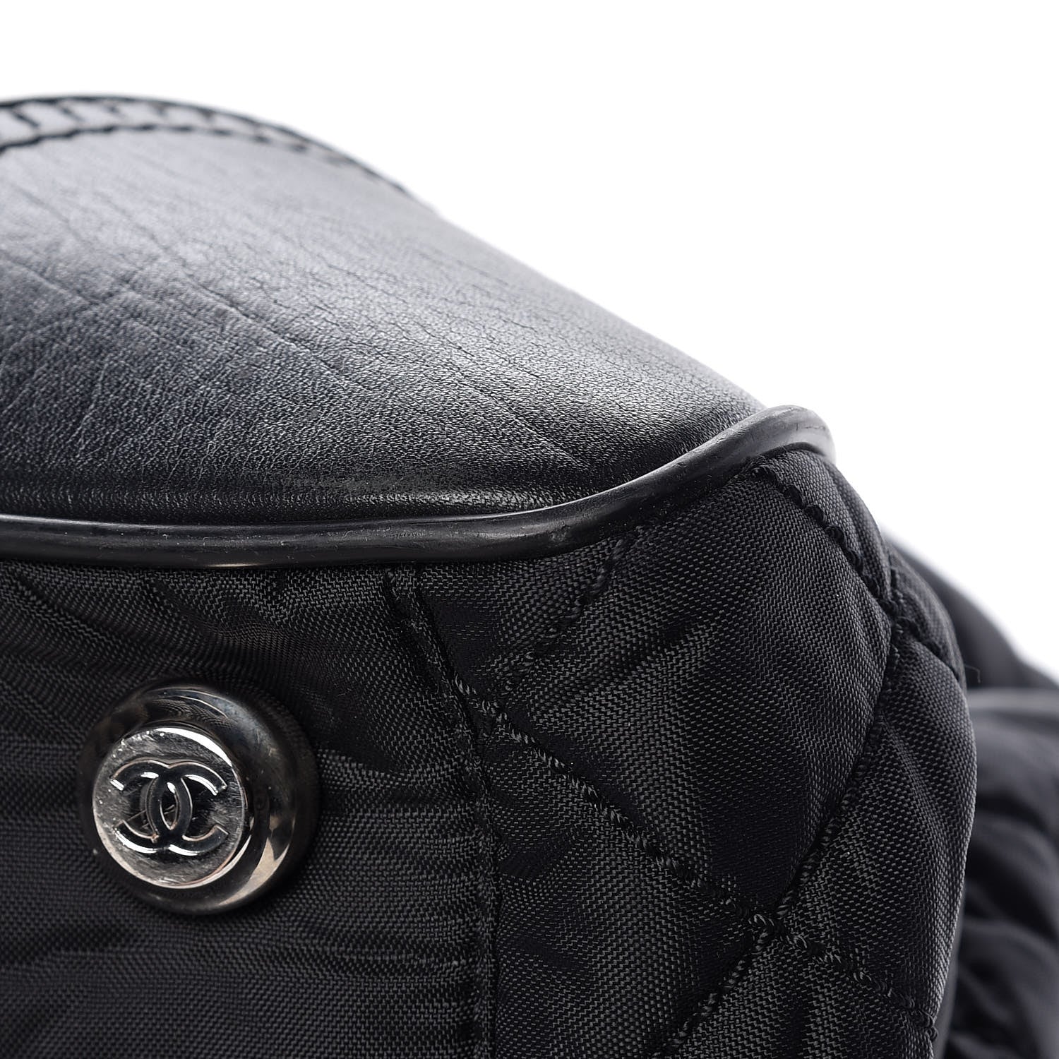Chanel Nylon Quilted Calfskin Large CC Tote Bag Black 11 of 14