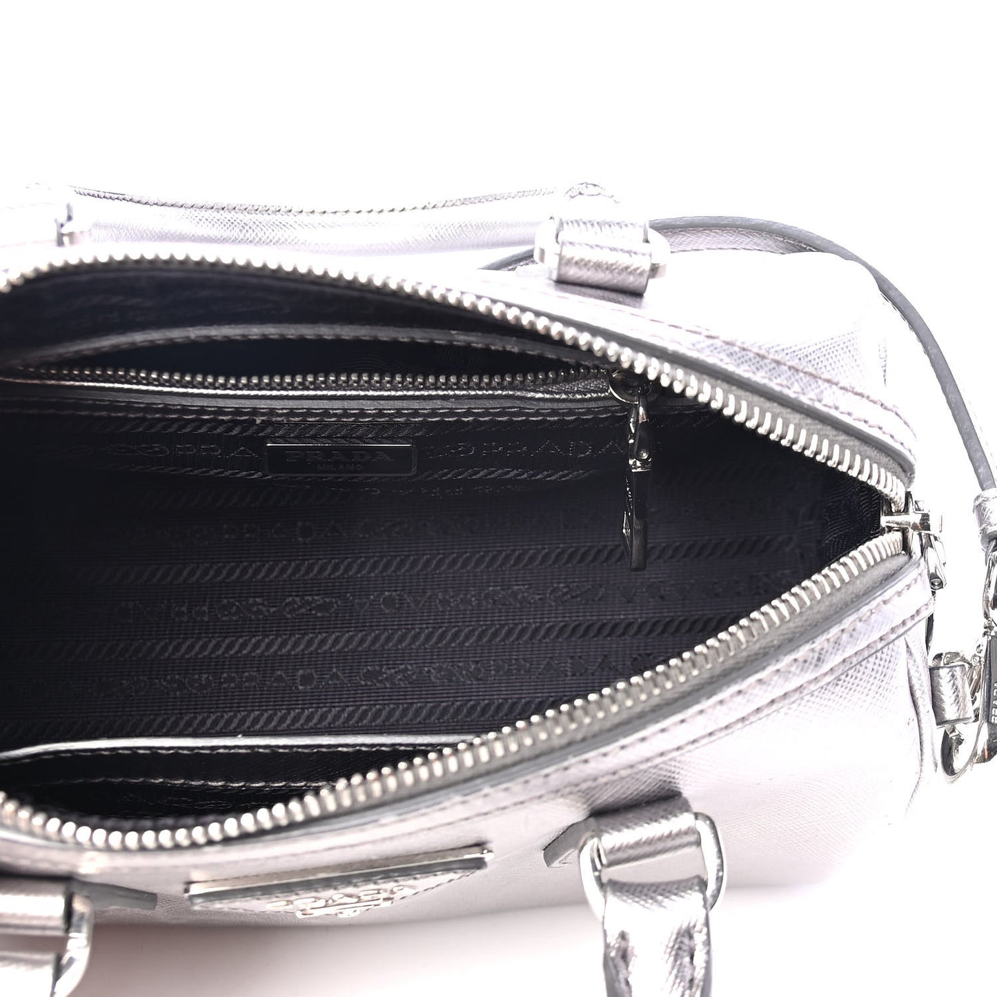 Metallic Saffiano Mini Convertible Bowler Cromo