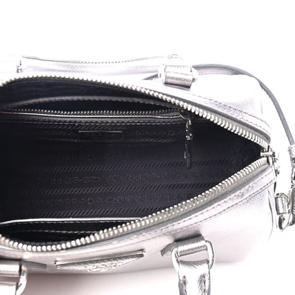 Prada Metallic Saffiano Mini Convertible Bowler Cromo 4 of 4