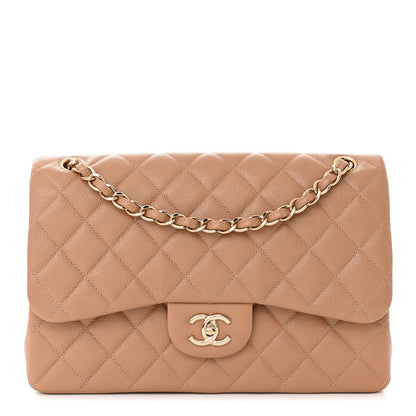Chanel Caviar Quilted Jumbo Double Flap Beige 1 of 11