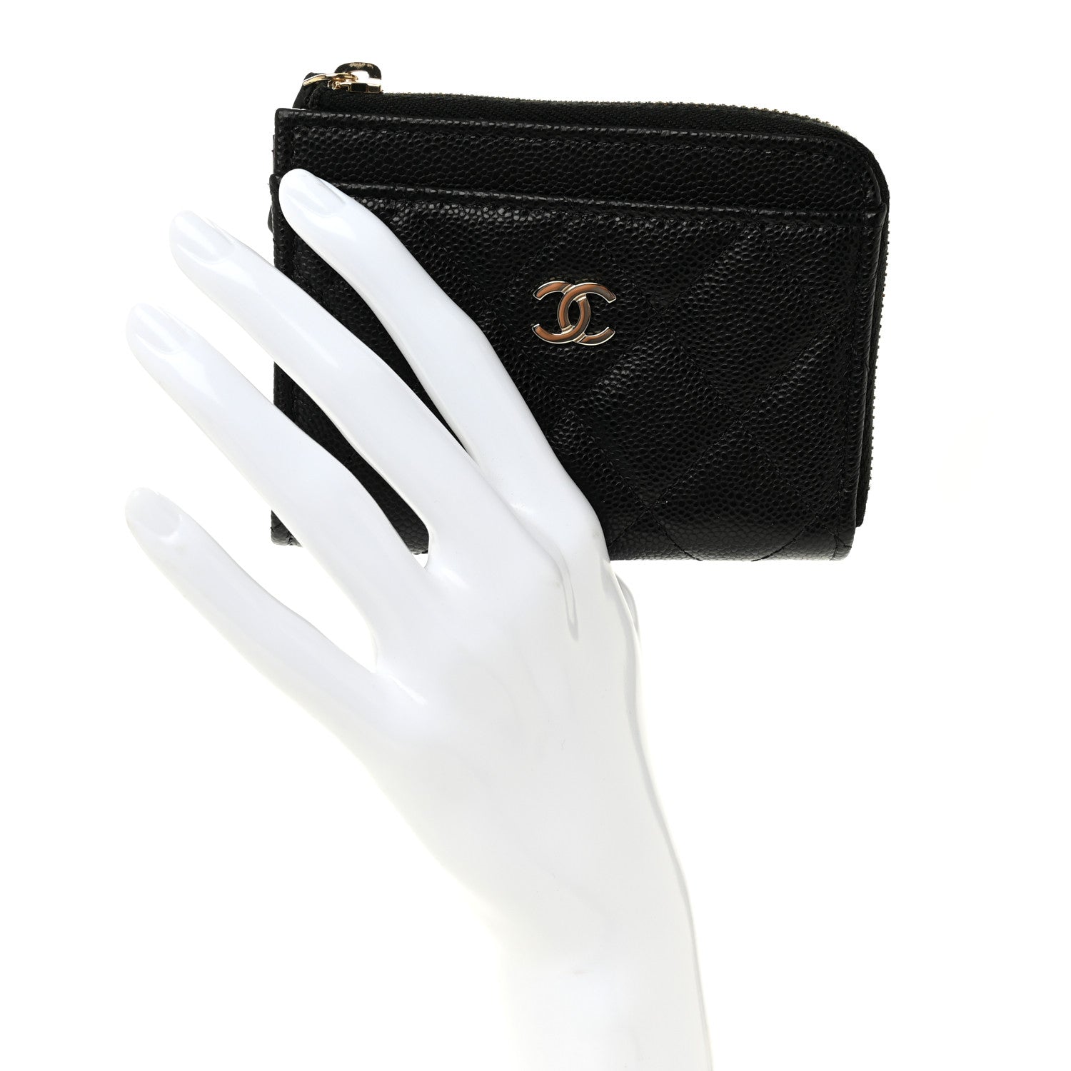 Chanel Caviar Quilted Flap Zip Card Holder Black 2 of 7