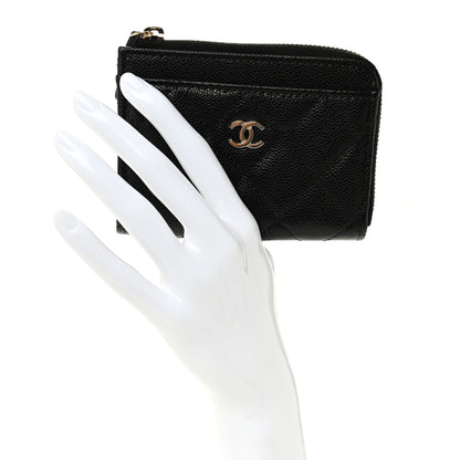 Chanel Caviar Quilted Flap Zip Card Holder Black 2 of 7