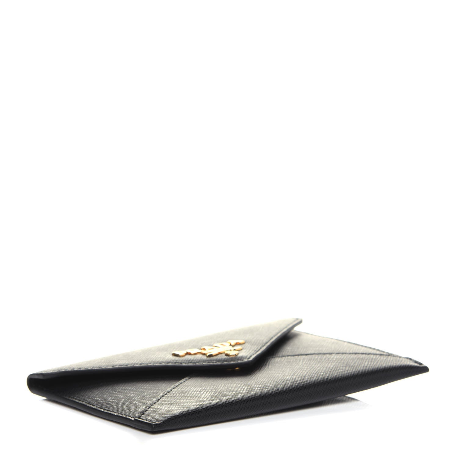Prada Saffiano Metal Envelope Compact Wallet Black 4 of 8