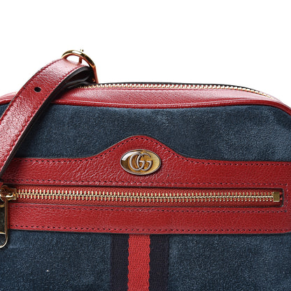 Gucci Suede Calfskin Web Mini Ophidia Shoulder Bag New Blue Romantic Cherry 7 of 9