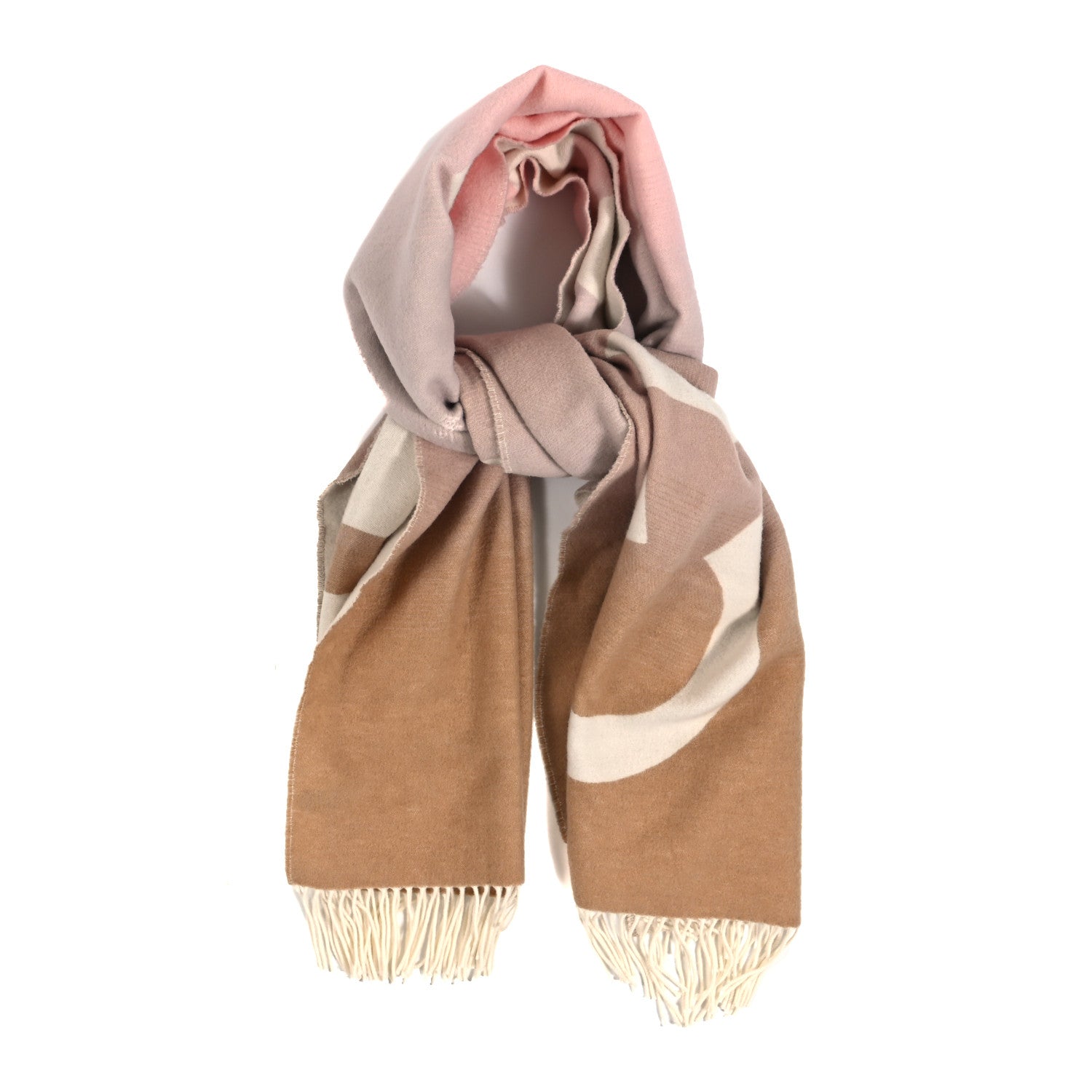 Chanel Cashmere Wool Ombre CC Fringe Stole Beige Pink White 1 of 4