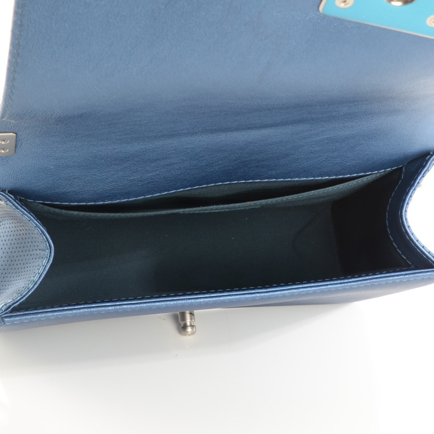 Chanel Metallic Calfskin Perforated Medium Boy Flap Blue 5 of 9