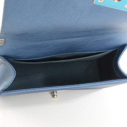 Chanel Metallic Calfskin Perforated Medium Boy Flap Blue 5 of 9