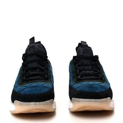 Chanel Velvet Calfskin Mixed Fibers Mens CC Sneakers 44 Blue Green 2 of 8