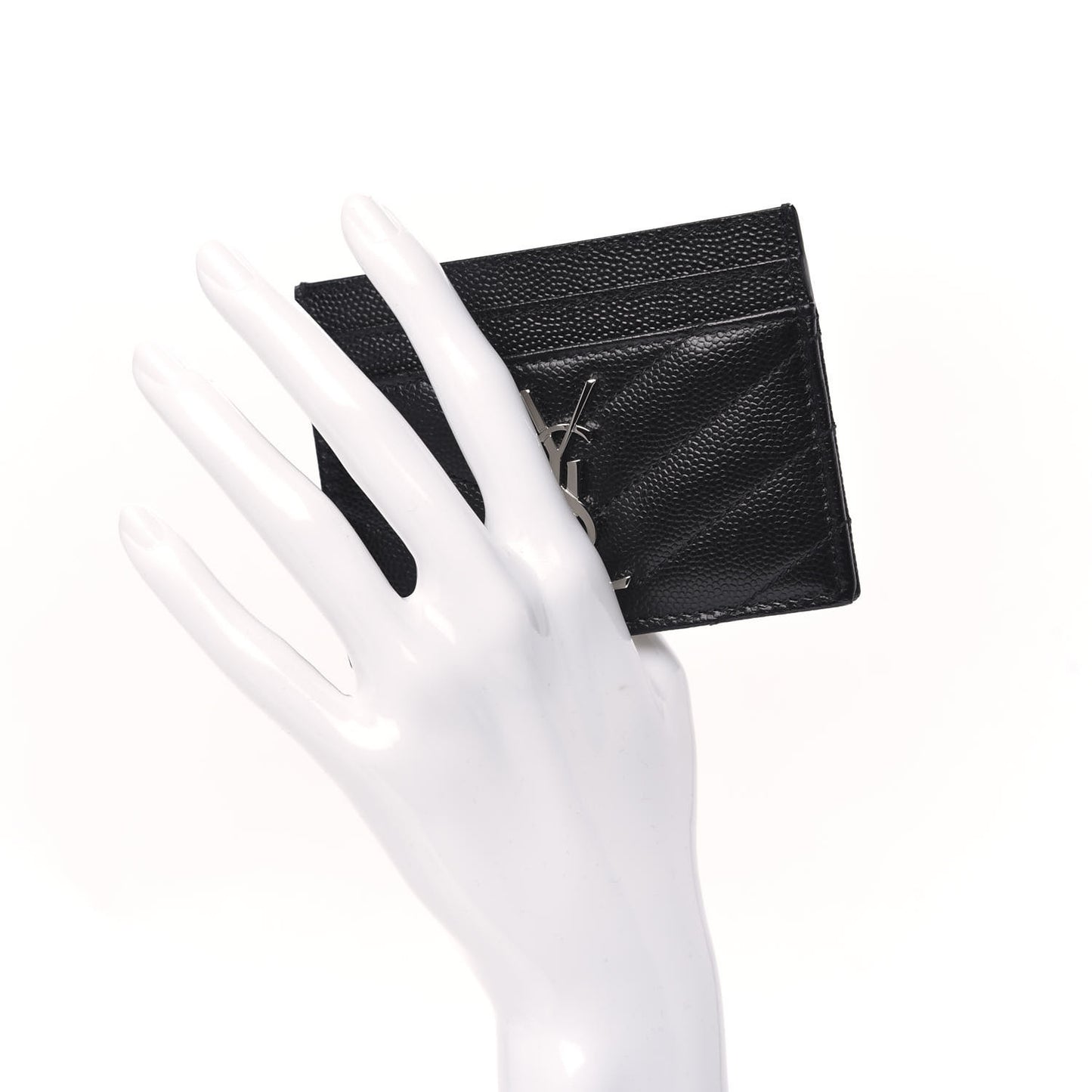 Grain De Poudre Matelasse Chevron Monogram Credit Card Case Black
