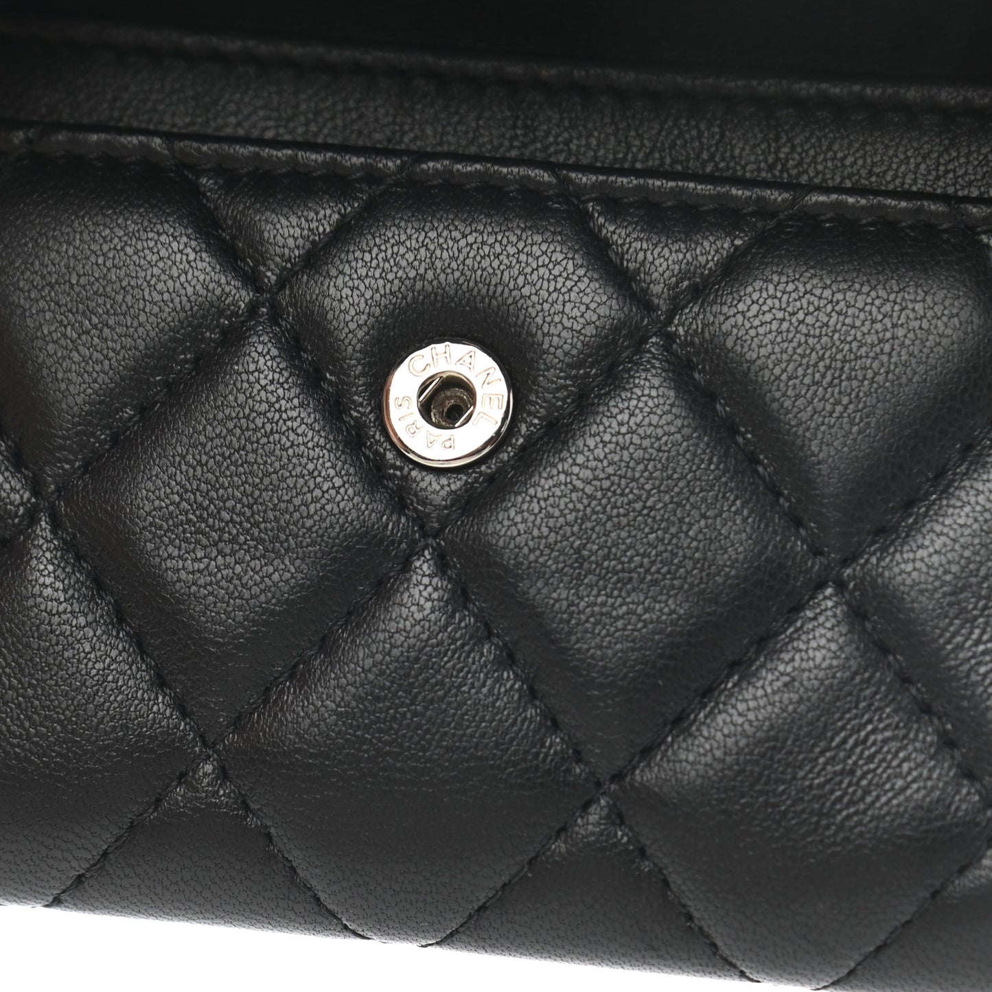 Lambskin Quilted Flap Card Holder Black