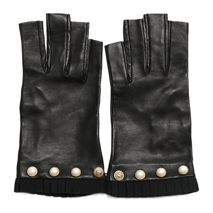Gucci Nappa Pearl Fingerless Short Gloves 8 L Black 1 of 5