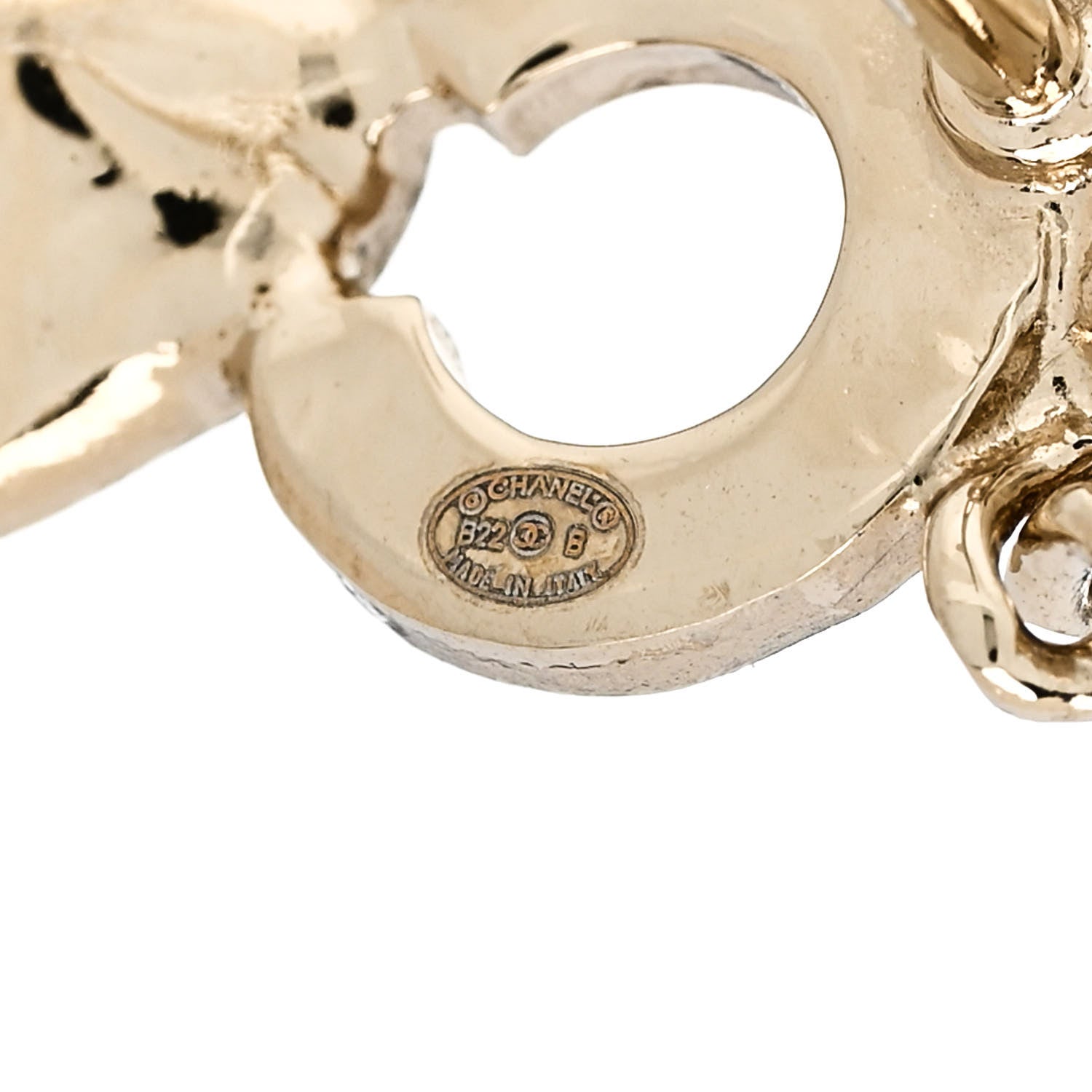 Chanel Metal Strass I Love Coco Heart Chain Climber Earrings Gold Pink 4 of 5