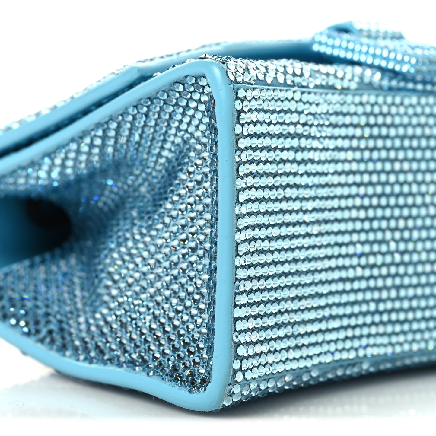 Strass Suede Hourglass Top Handle Bag XS Light Blue