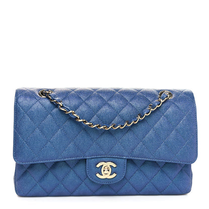 Chanel Iridescent Caviar Quilted Medium Double Flap Dark Blue 1 of 11