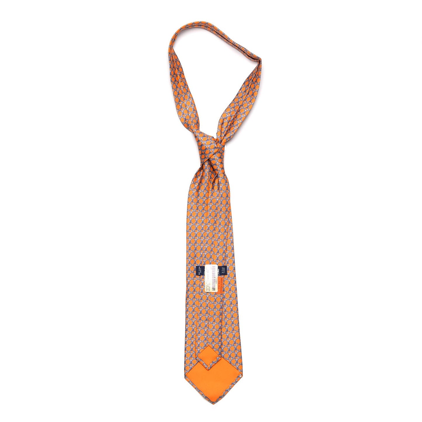 Mens Printed Silk Cinquante Neuf Neck Tie in Orange Ciel