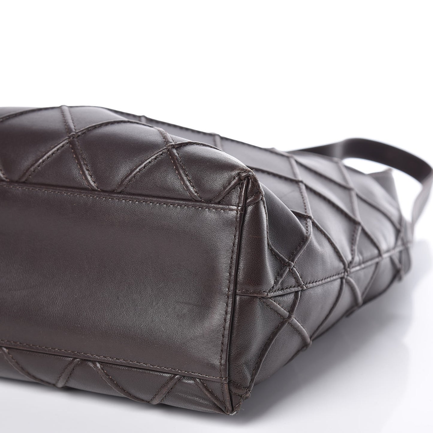 Lambskin Diamond Stitched Shoulder Bag Brown
