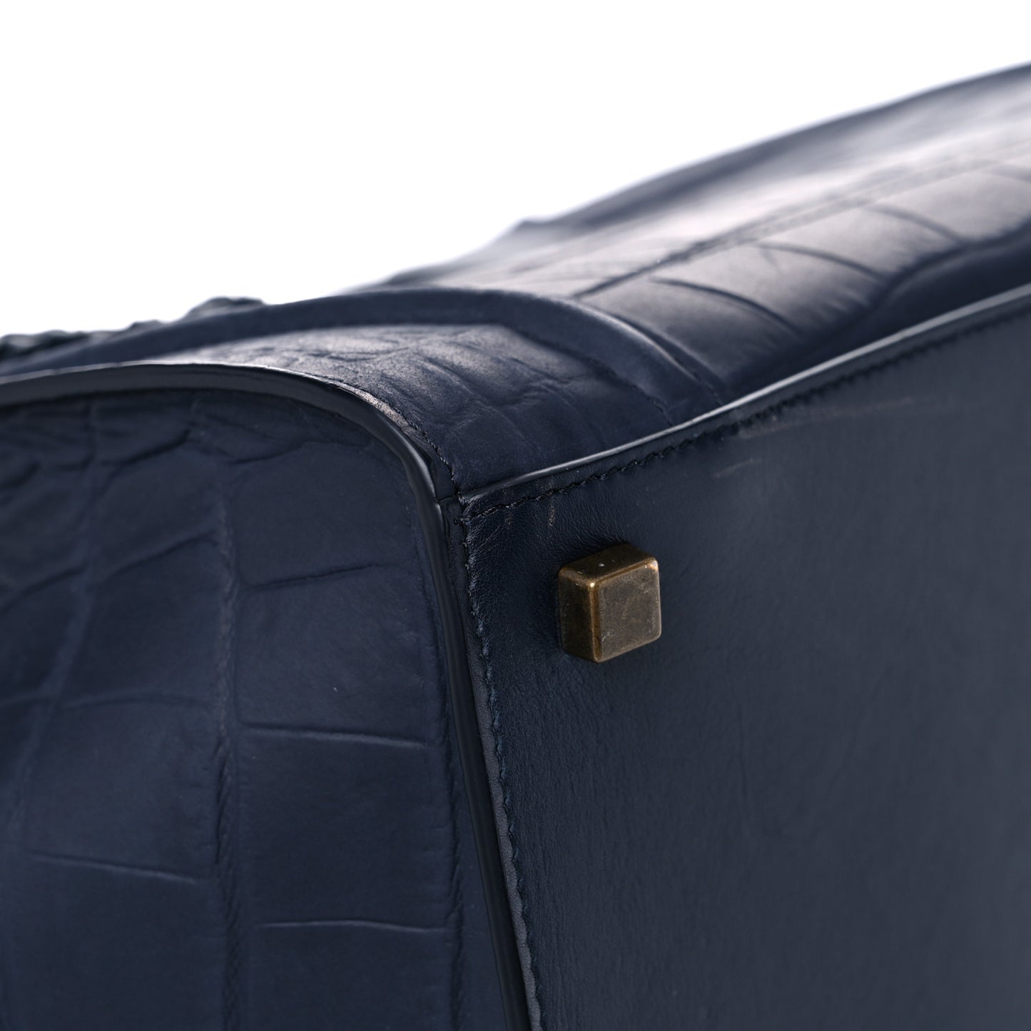 Crocodile Embossed Calfskin Medium Phantom Luggage Navy Blue