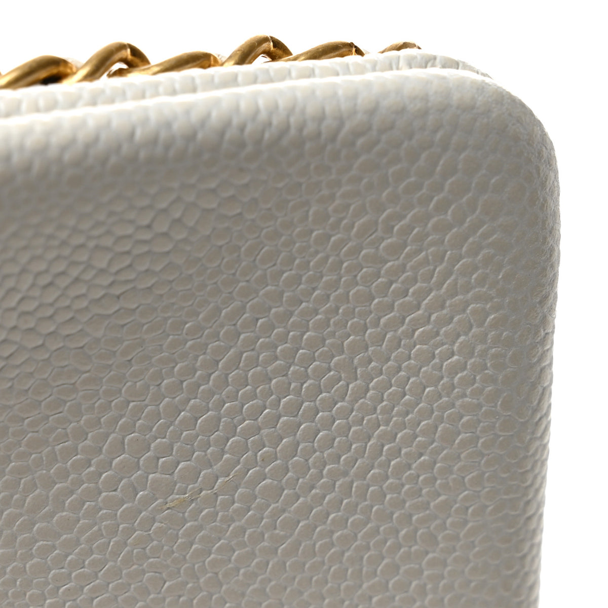 Caviar Quilted Chain Around Flap White