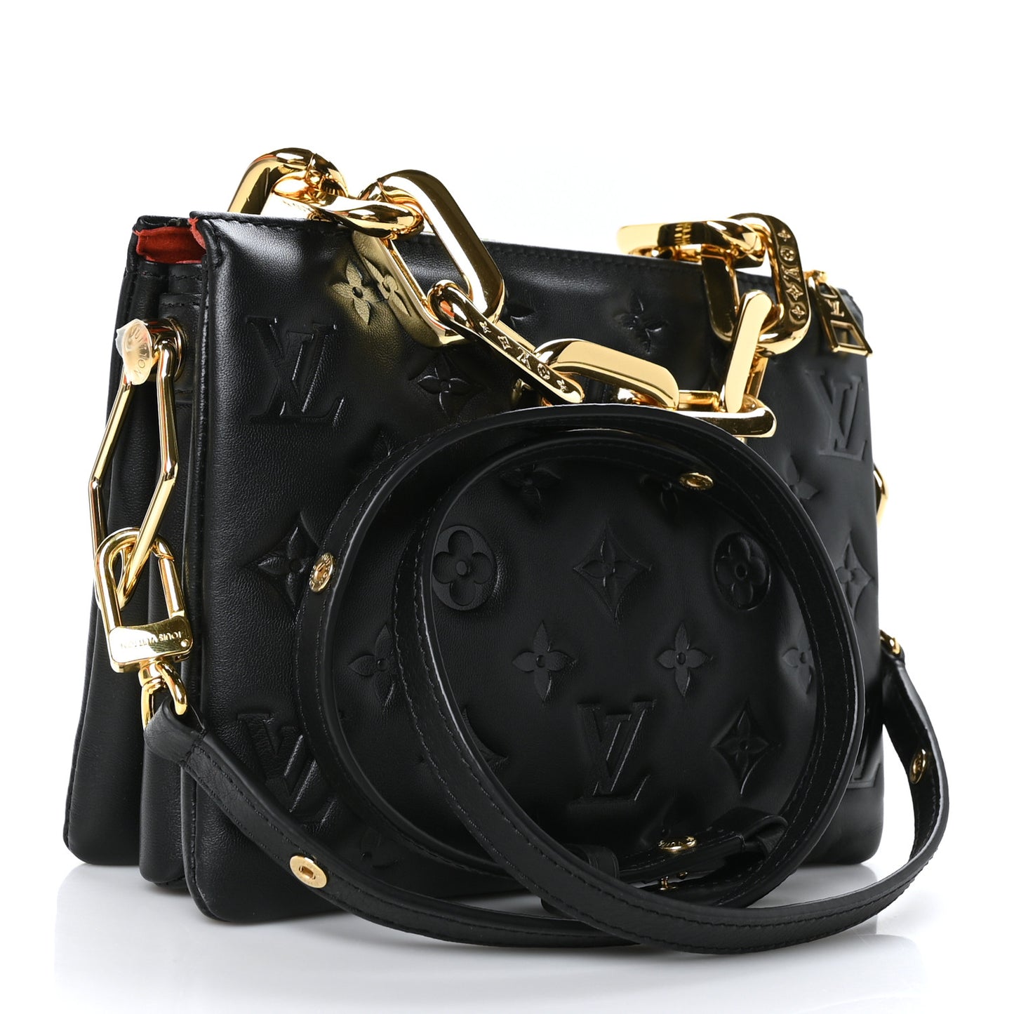 Lambskin Embossed Monogram Coussin BB Black
