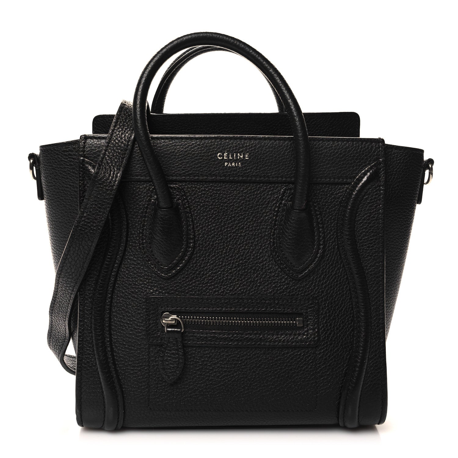 Celine Drummed Calfskin Nano Luggage Black 1 of 11