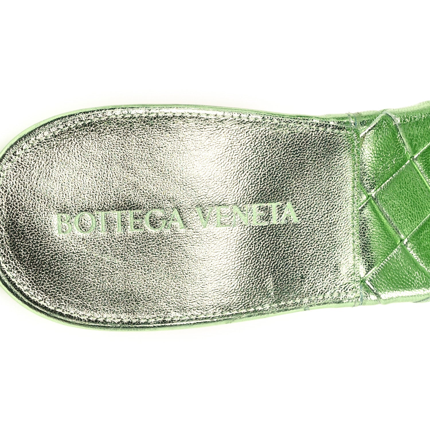 Bottega Veneta Metallic Nappa Maxi Reflection Weave Lido 90mm Mule Sandals 39 Pistachio 8 of 8