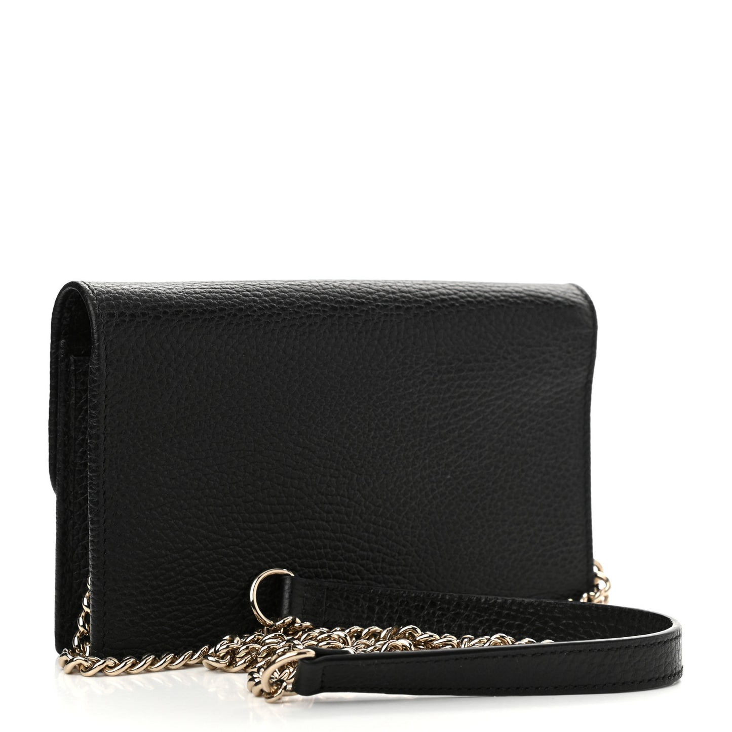 Dollar Calfskin Interlocking G Chain Wallet Black
