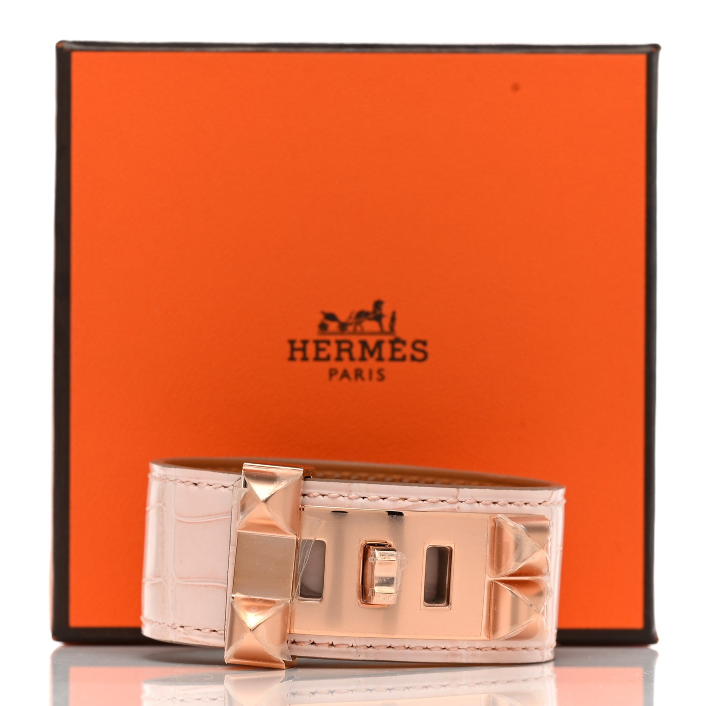 Matte Alligator Collier de Chien CDC 24 Bracelet T2 Rose Pale