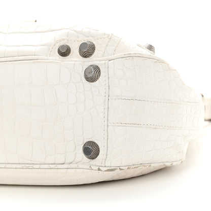 Balenciaga Extra Supple Calfskin Crocodile Embossed Medium Le Cagole Shoulder Bag White 11 of 18