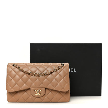 Chanel Lambskin Quilted Jumbo Double Flap Dark Beige 12 of 12