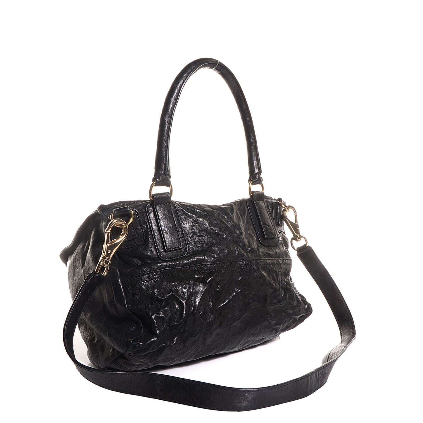 Tumbled Sheepskin Medium Pandora Bag Black
