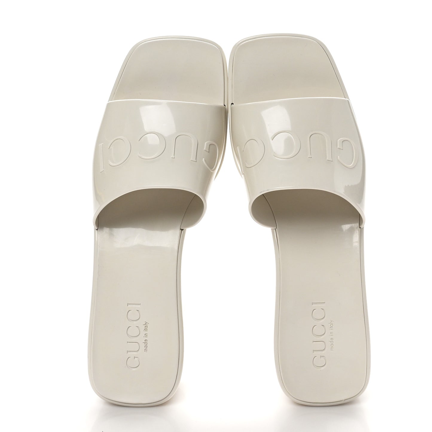 Rubber Gucci Logo Womens Platform 20/60mm Slide Sandals 37 Mystic White
