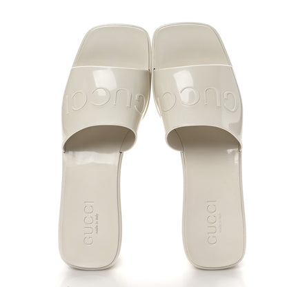 Gucci Rubber Gucci Logo Womens Platform 20/60mm Slide Sandals 37 Mystic White 2 of 10