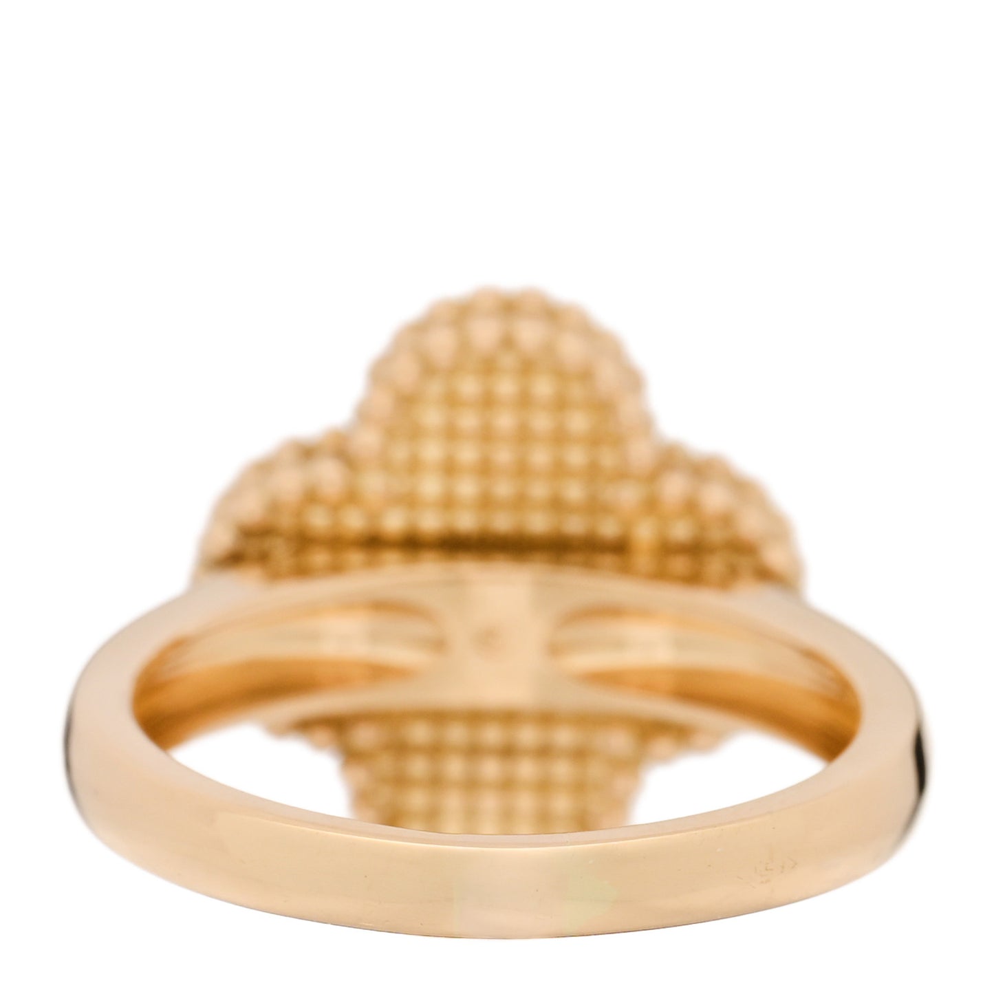 18K Yellow Gold Diamond Mother of Pearl Vintage Alhambra Ring 53 6.25