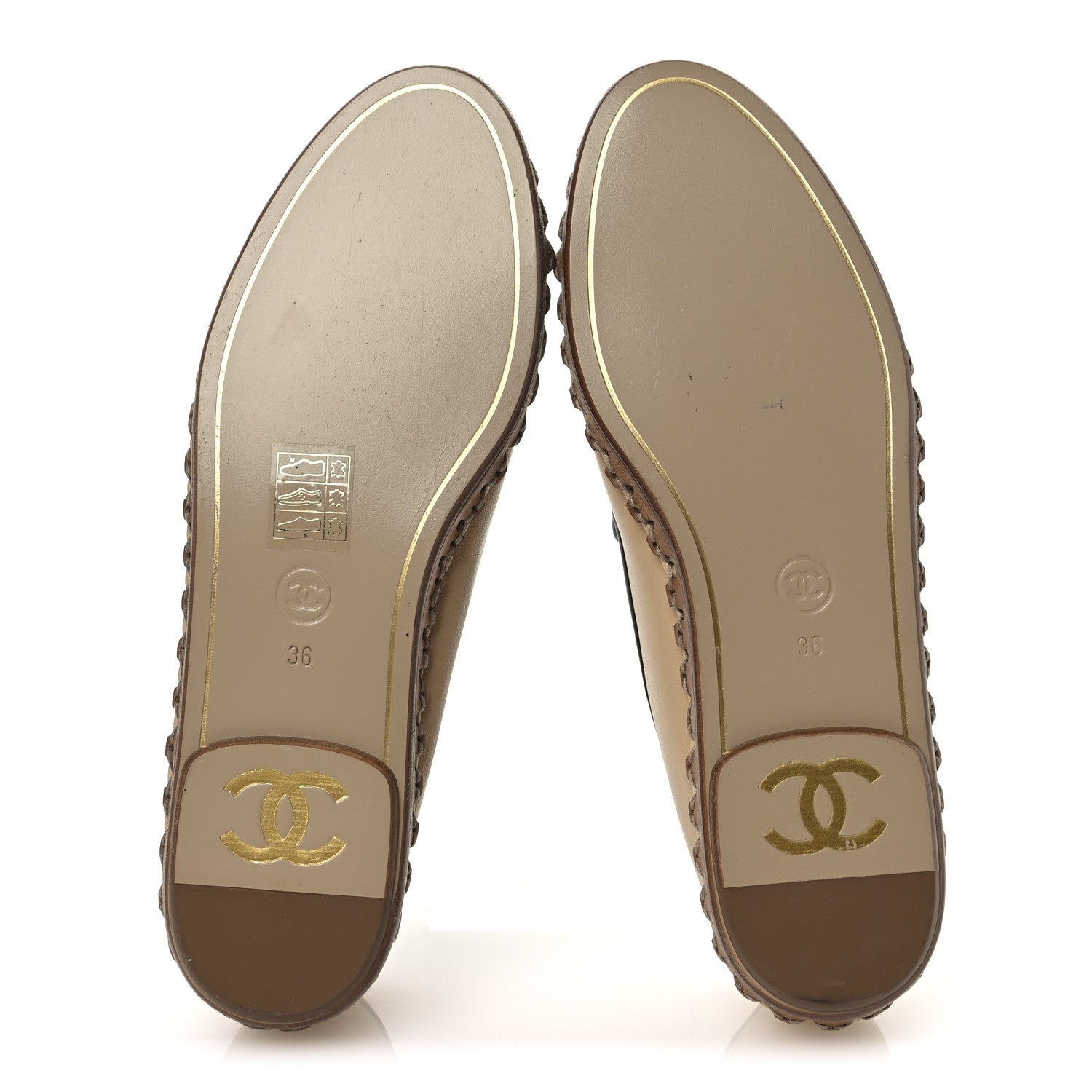 Chanel Lambskin Chain CC Mocassin Loafer Espadrilles 36 Beige Black 7 of 11