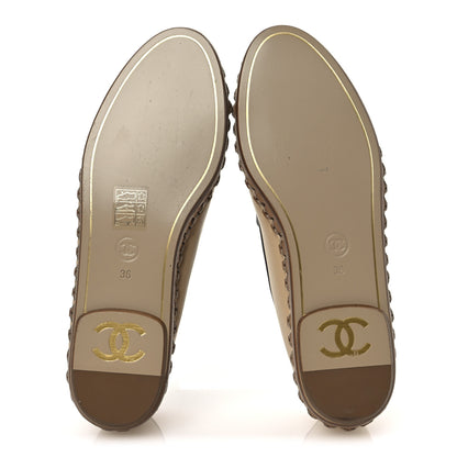 Chanel Lambskin Chain CC Mocassin Loafer Espadrilles 36 Beige Black 7 of 11